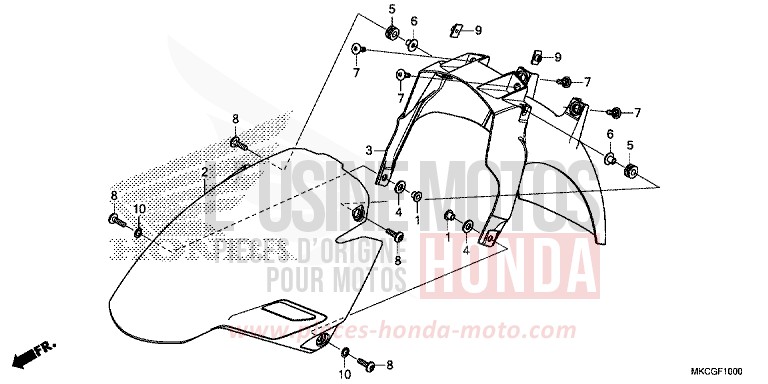 FRONT FENDER for Gold Wing CANDY ARDENT RED (R367B) from 2020